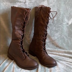 Dark Brown Mid-Calf Lace-up Charlotte Russe Boots